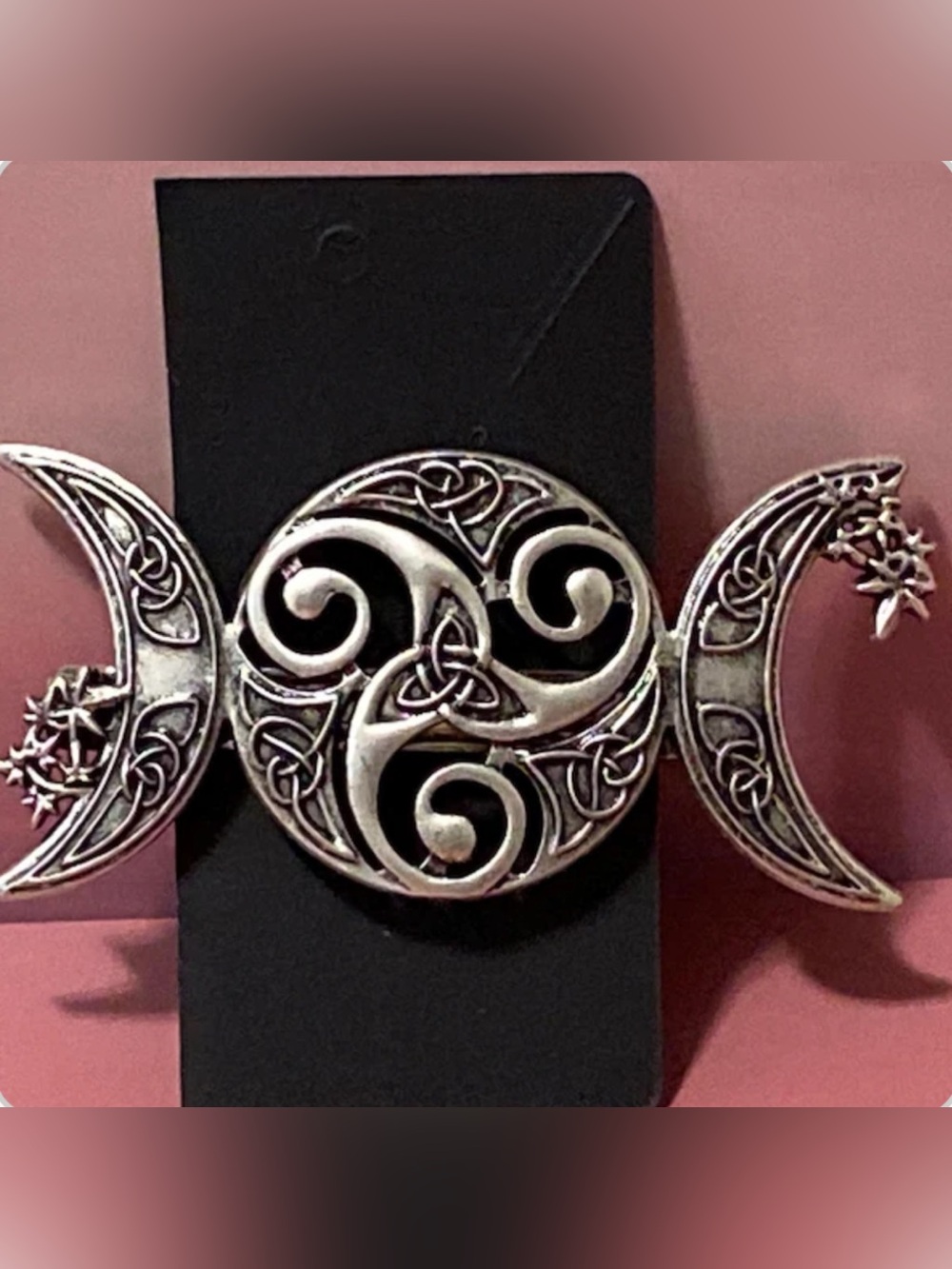 Viking Celtic Crescent Triple Moon Triskelion Metal Hair Clip Barrette